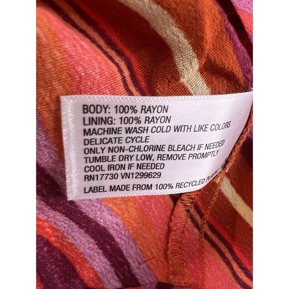 Wild Fable Women's Funky Print Orange Pink Stripe Dress Extra Small Retro New - Picture 6 of 10